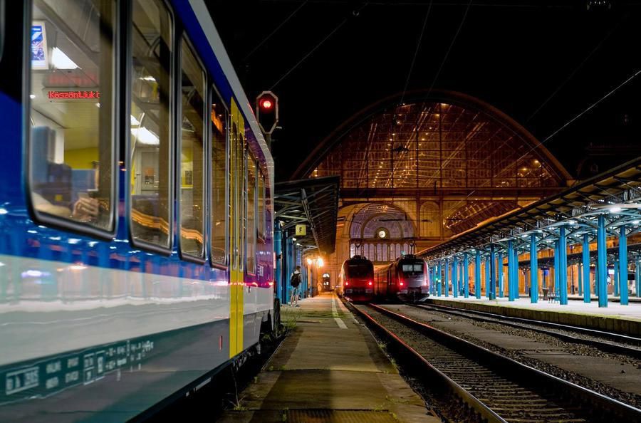 Nyugati Railway Station in the dark